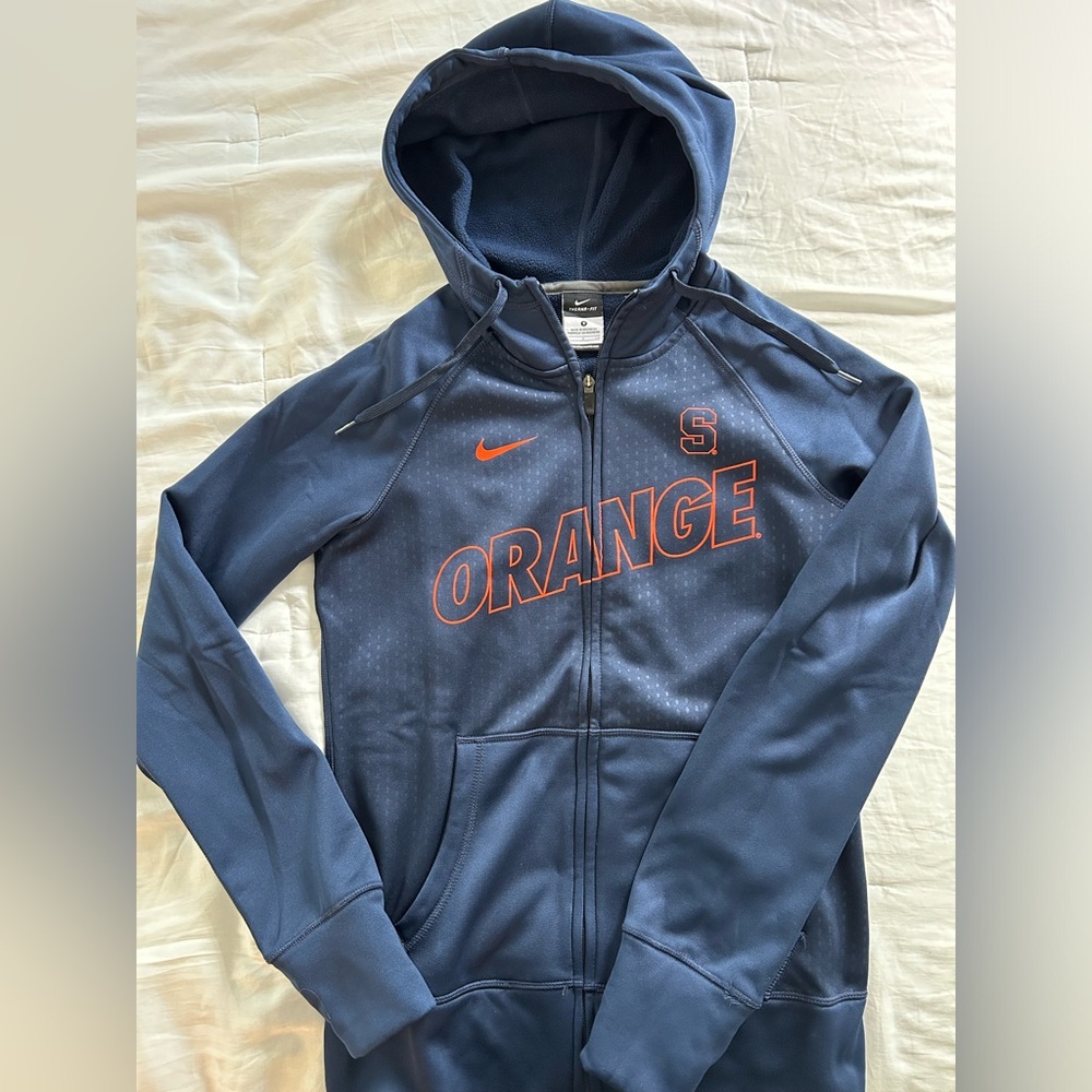 Nike Syracuse Navy Full Zip Hooded Therma Fit Sweatshirt Size Small
